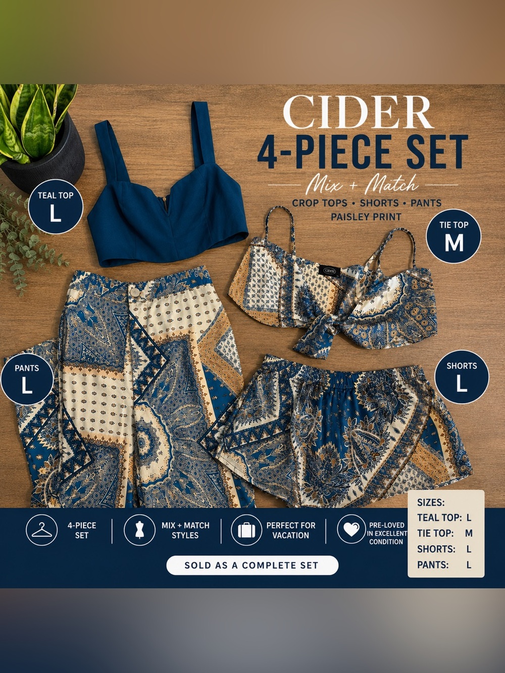 TRAVEL CAPSULE: Cider Teal & Blue Paisley 4-Piece Mix-and-Match Set